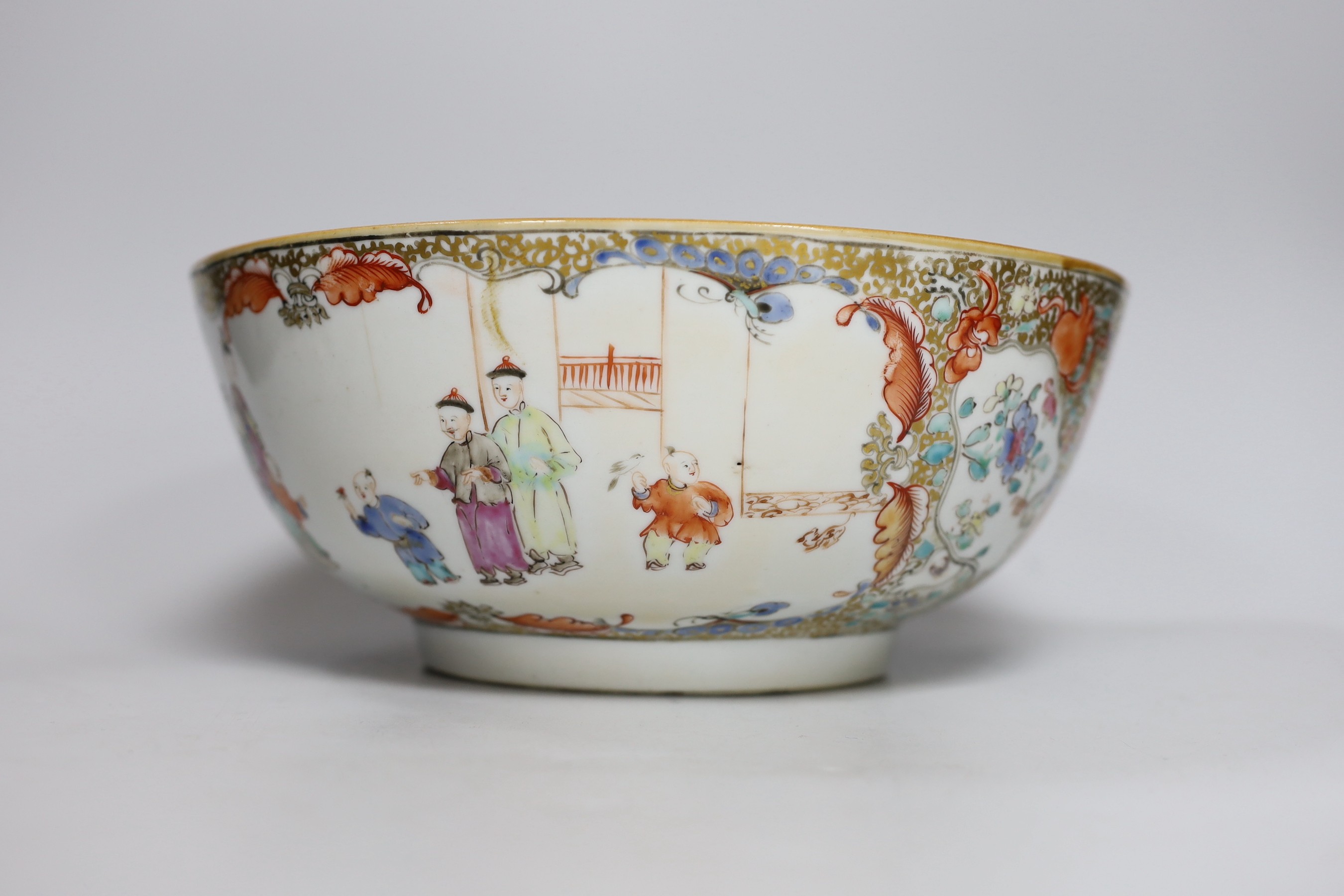 A Chinese famille rose ‘Mandarin’ bowl, Qianlong period, 26cm diameter